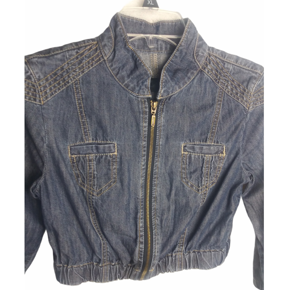 Arizona Jean Co. Vintage Cropped Zip Front Denim Jacket Women's Size M